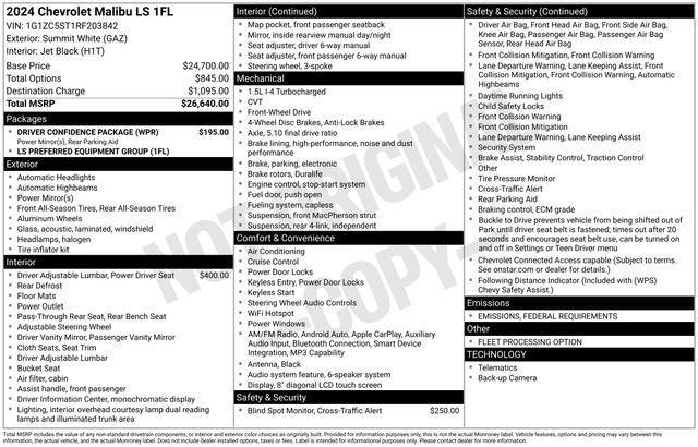 used 2024 Chevrolet Malibu car, priced at $17,500