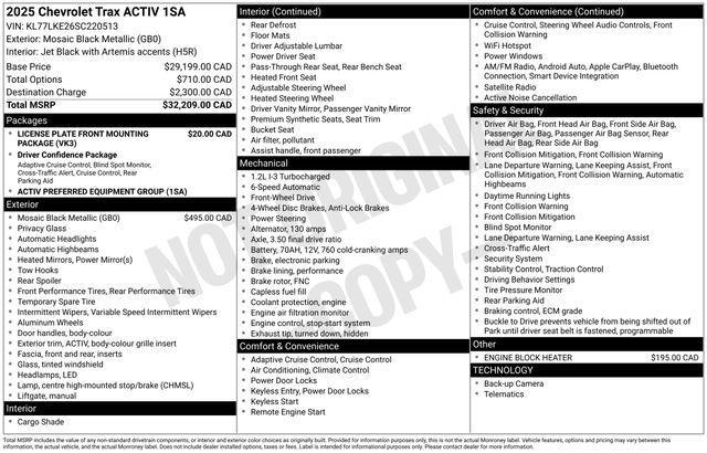 used 2025 Chevrolet Trax car, priced at $24,277