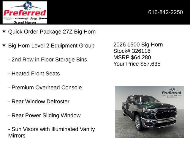 new 2026 Ram 1500 car, priced at $57,635