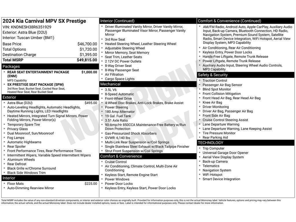 used 2024 Kia Carnival car, priced at $39,690