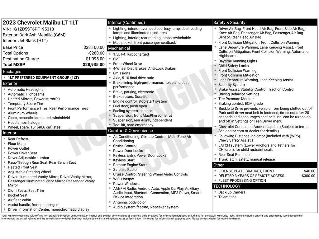 used 2023 Chevrolet Malibu car, priced at $19,981