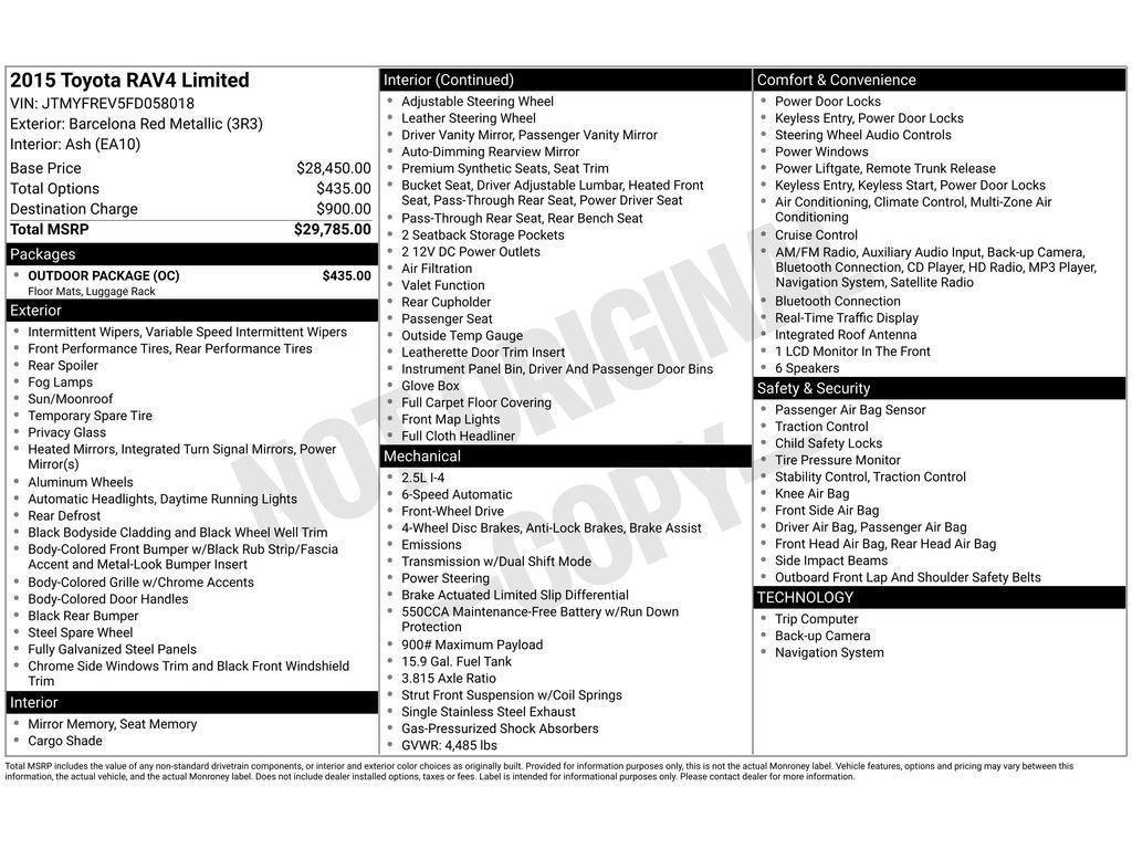 used 2015 Toyota RAV4 car, priced at $17,630