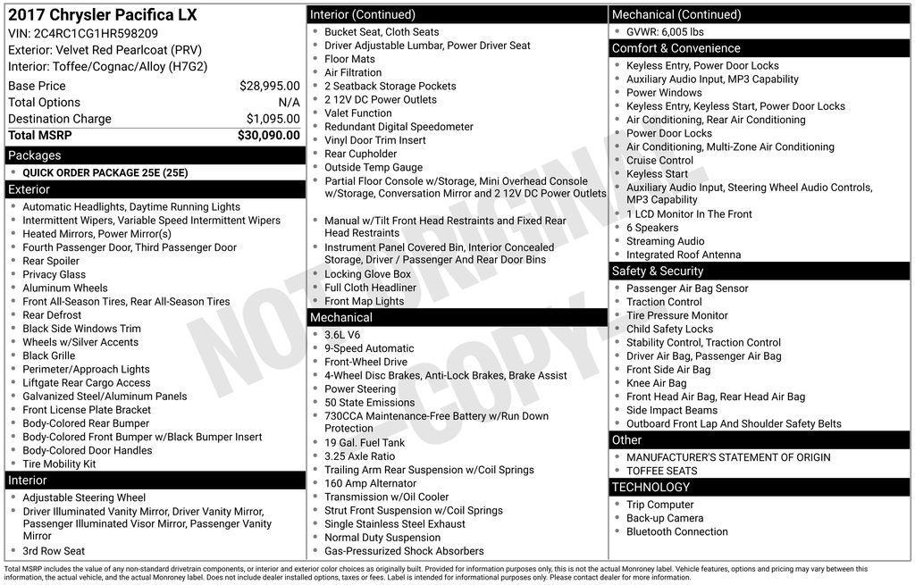 used 2017 Chrysler Pacifica car, priced at $13,792