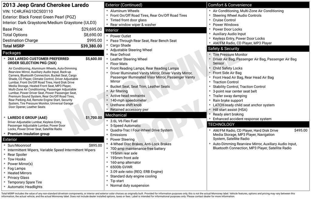 used 2013 Jeep Grand Cherokee car, priced at $7,120