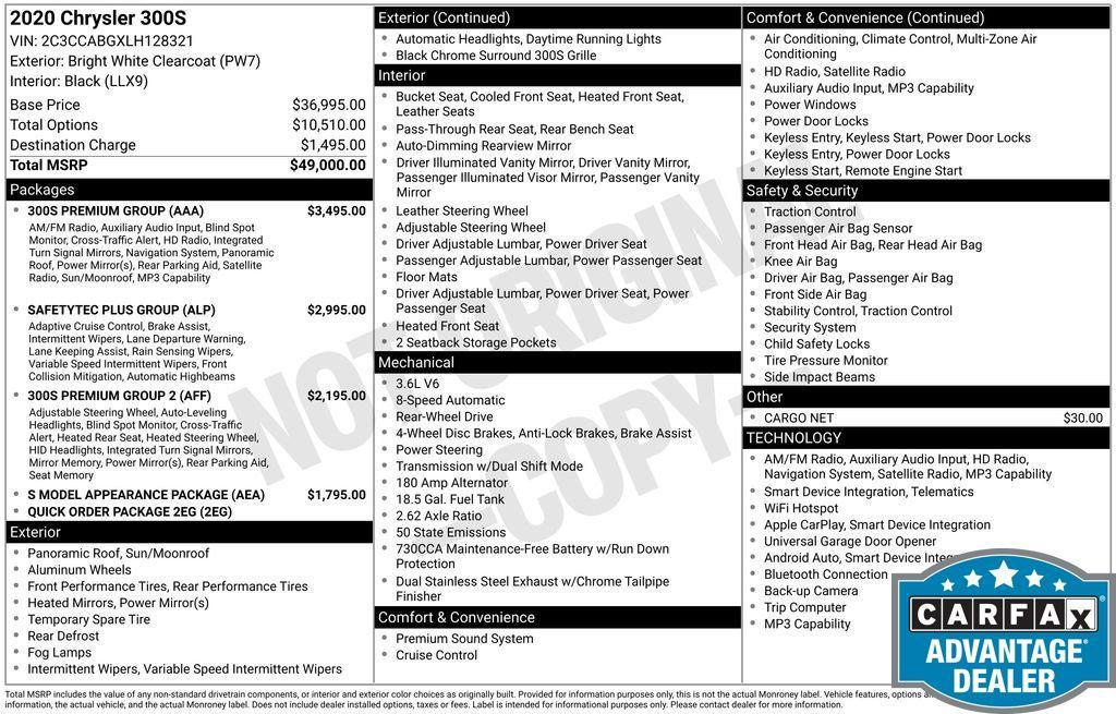 used 2020 Chrysler 300 car, priced at $20,391