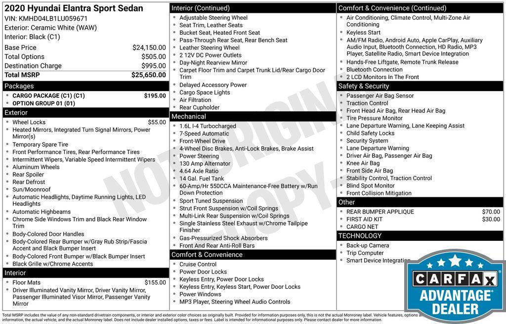 used 2020 Hyundai Elantra car, priced at $14,438