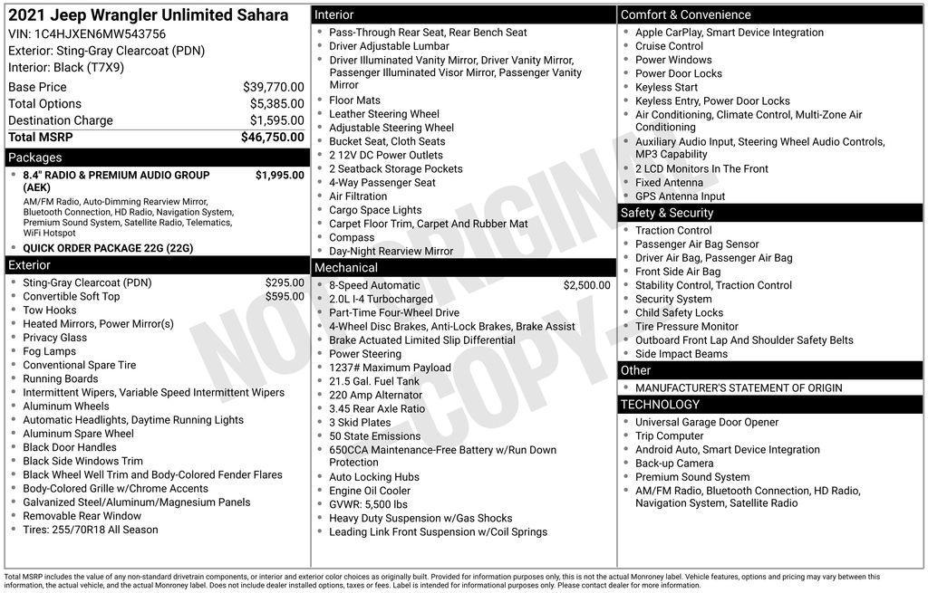 used 2021 Jeep Wrangler Unlimited car, priced at $25,932