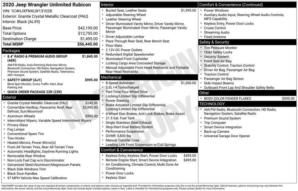 used 2020 Jeep Wrangler Unlimited car, priced at $30,492