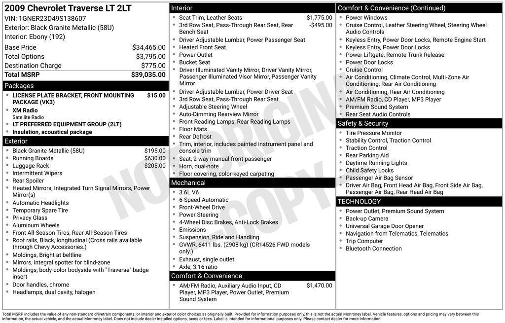 used 2009 Chevrolet Traverse car, priced at $8,199