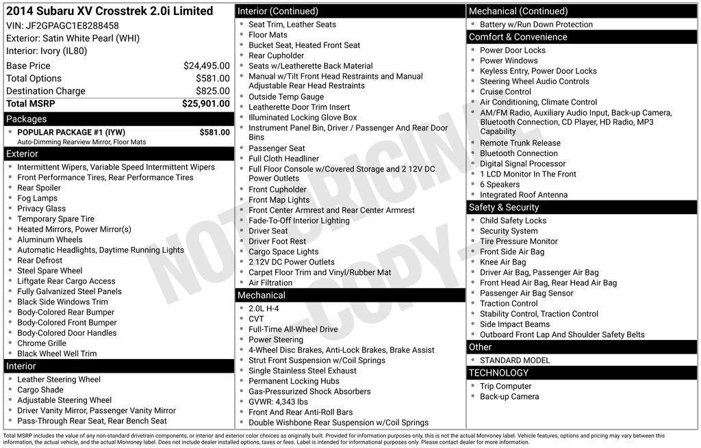 used 2014 Subaru XV Crosstrek car, priced at $11,219
