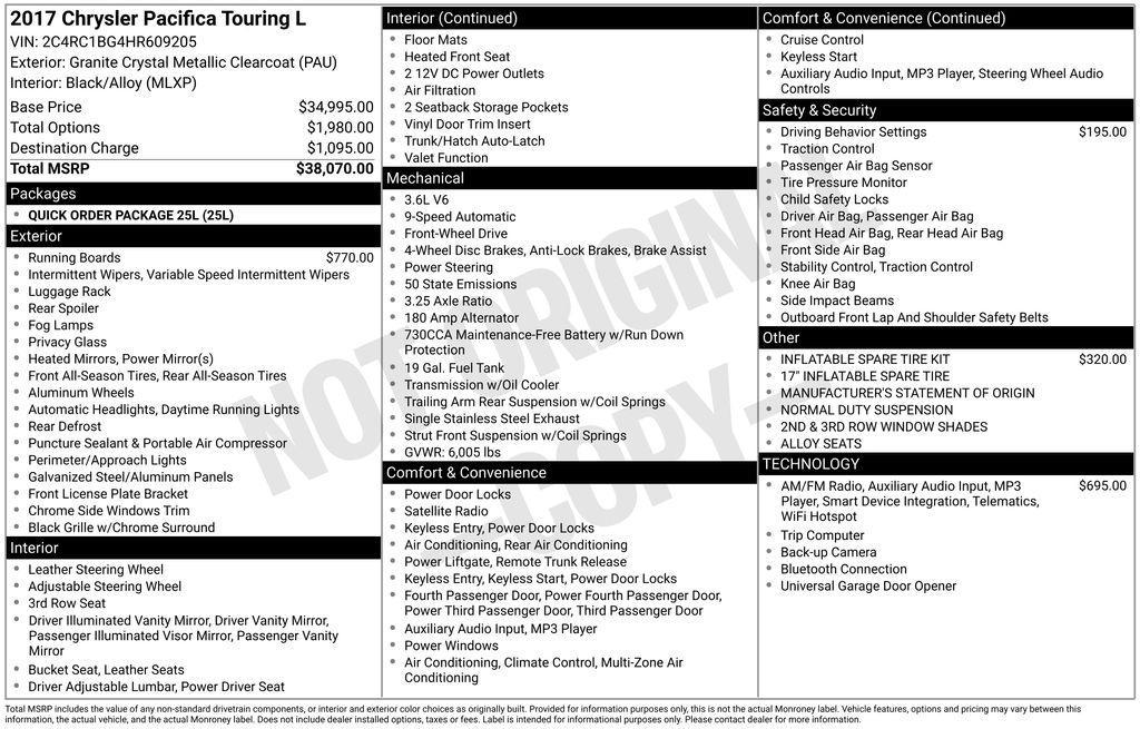 used 2017 Chrysler Pacifica car, priced at $11,608