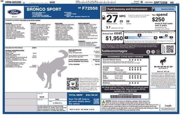 new 2025 Ford Bronco Sport car, priced at $34,255