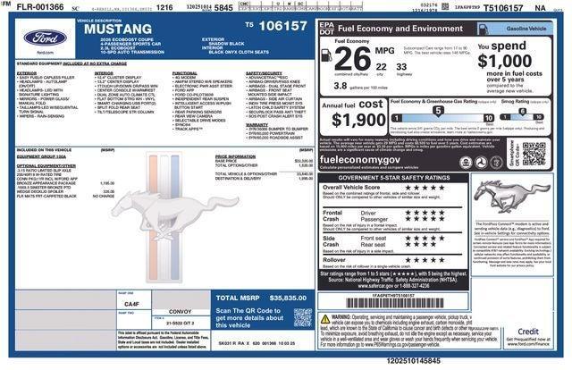 new 2026 Ford Mustang car, priced at $35,835