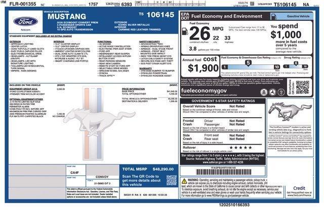 new 2026 Ford Mustang car, priced at $48,290