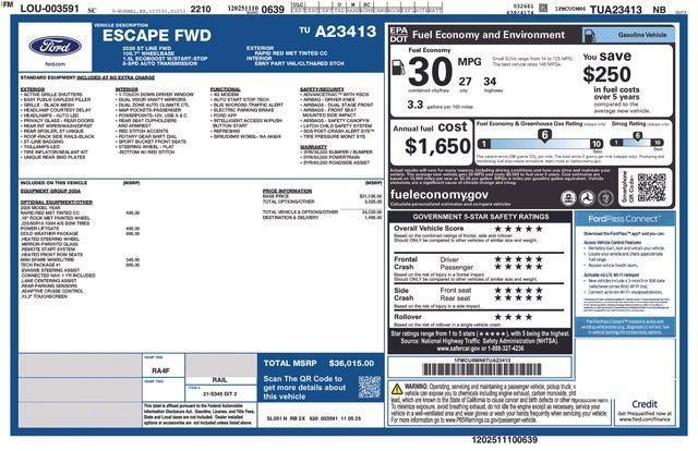 new 2026 Ford Escape car, priced at $31,500
