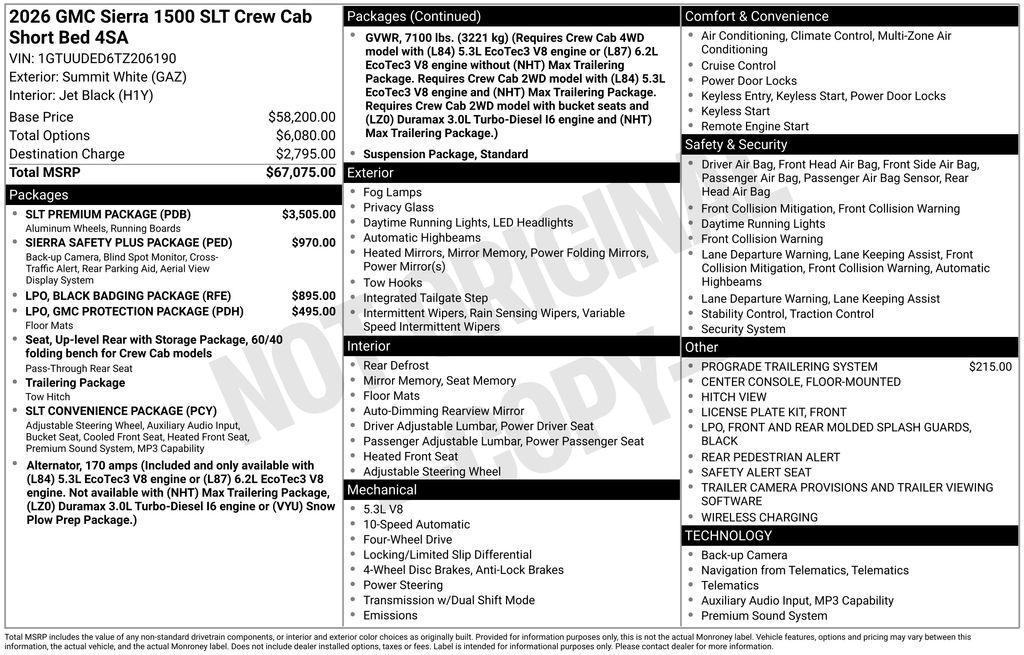 new 2026 GMC Sierra 1500 car, priced at $58,380