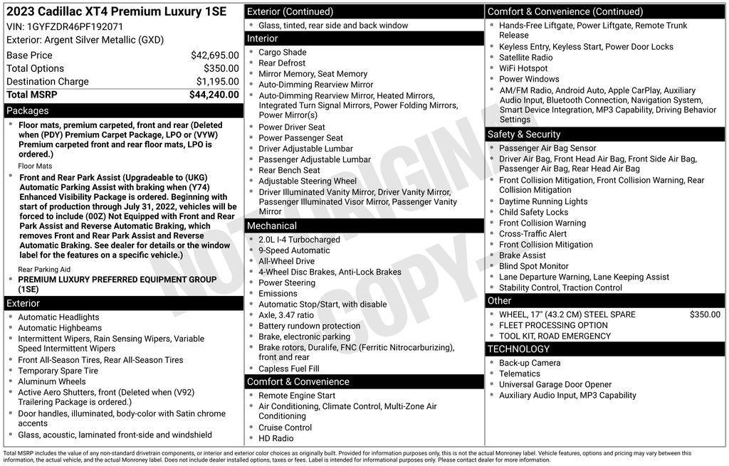used 2023 Cadillac XT4 car, priced at $26,401