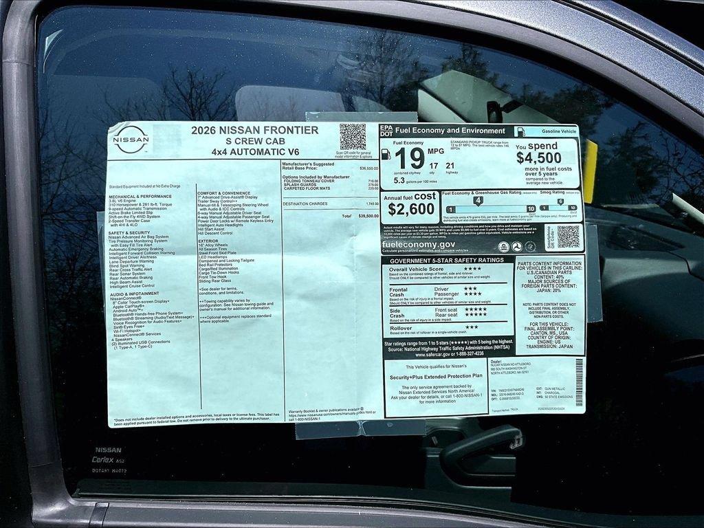new 2026 Nissan Frontier car, priced at $36,104
