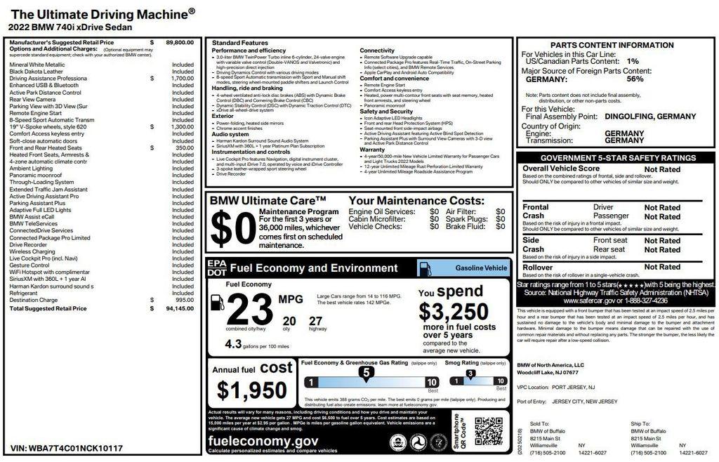 used 2022 BMW 740 car, priced at $48,999