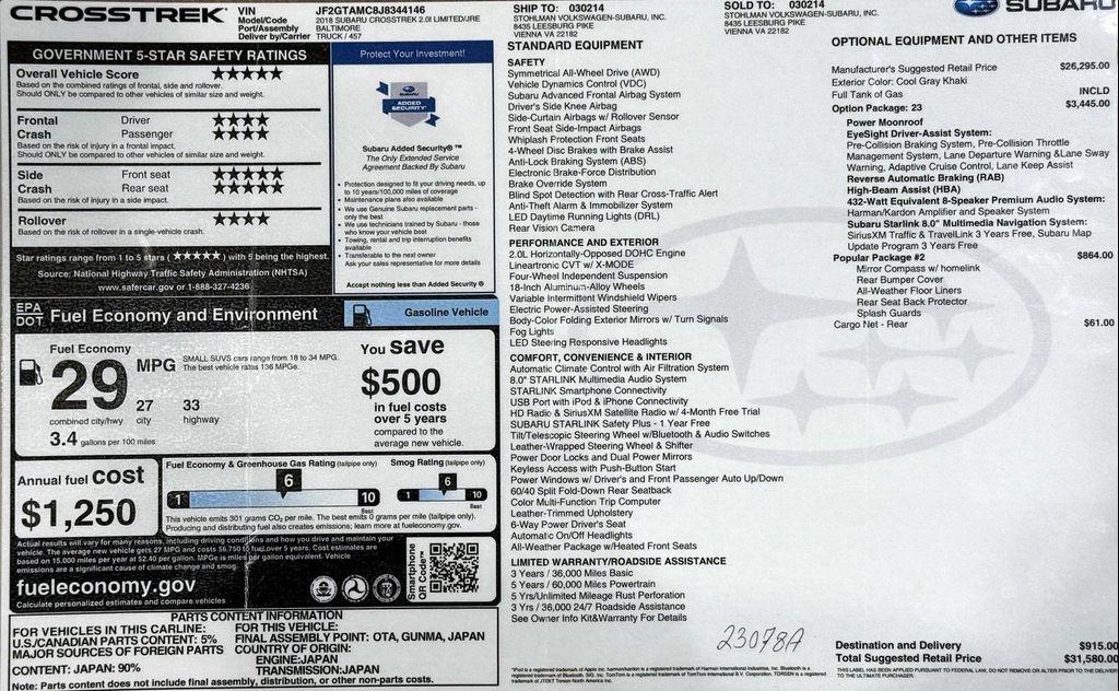 used 2018 Subaru Crosstrek car, priced at $20,999