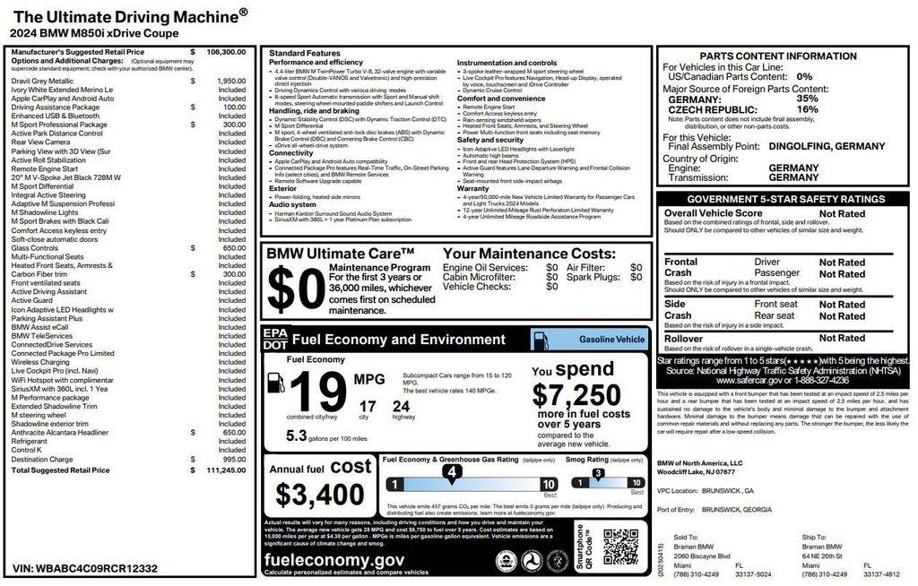 used 2024 BMW M850 car, priced at $85,999