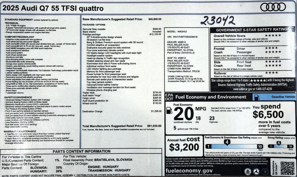 used 2025 Audi Q7 car, priced at $63,999