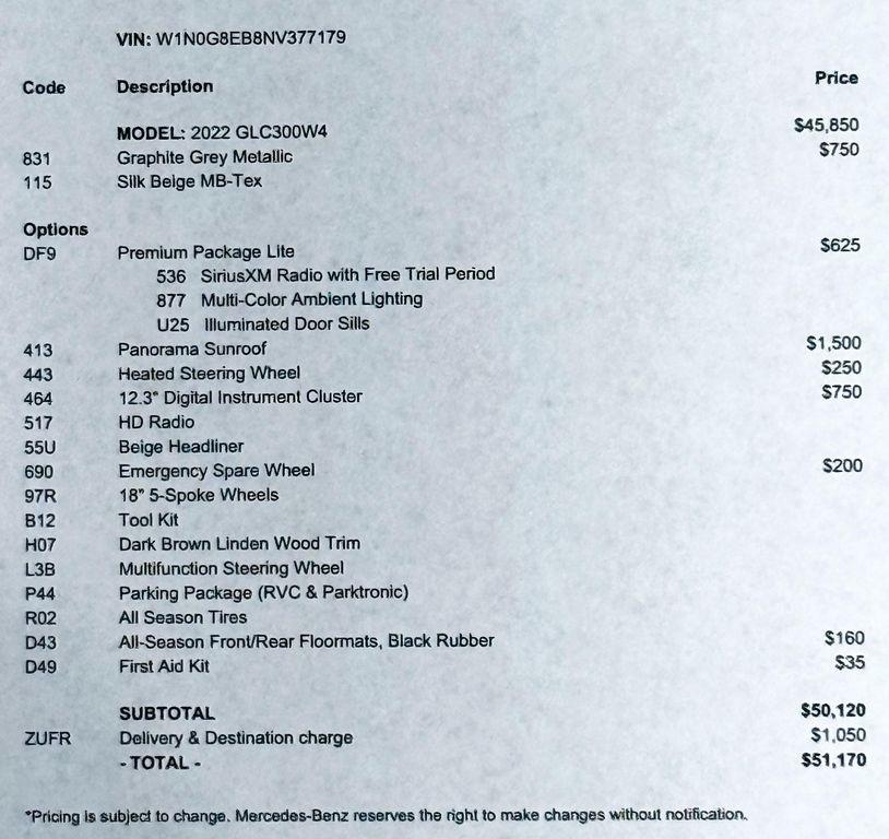 used 2022 Mercedes-Benz GLC 300 car, priced at $28,999