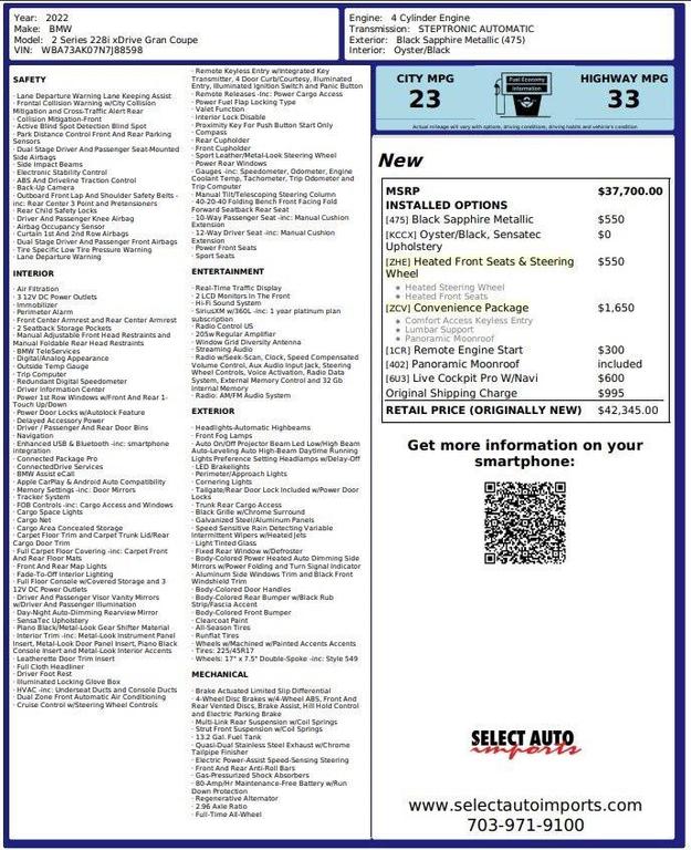 used 2022 BMW 228 Gran Coupe car, priced at $23,999