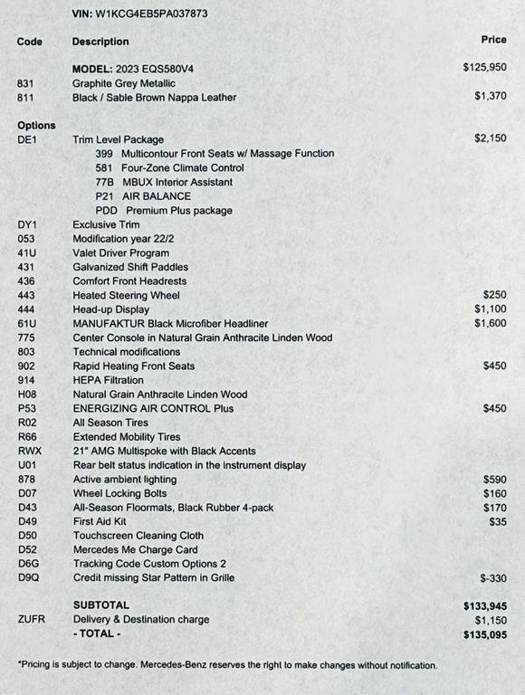 used 2023 Mercedes-Benz EQS 580 car