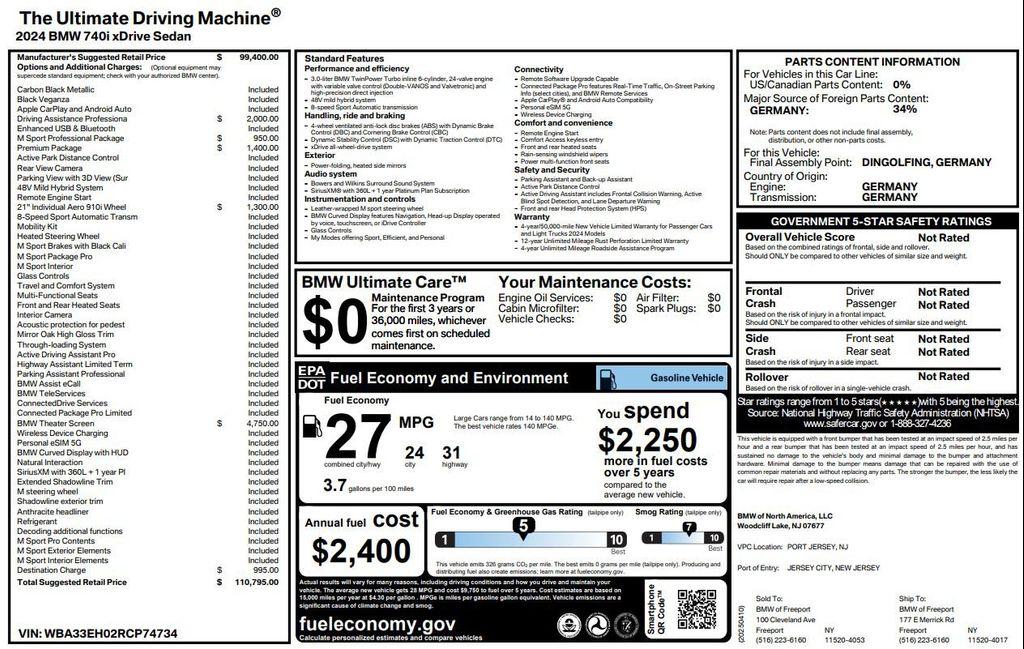 used 2024 BMW 740 car, priced at $71,999