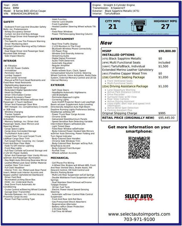 used 2020 BMW 840 car, priced at $42,999