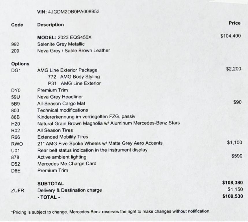 used 2023 Mercedes-Benz EQS 450 car, priced at $49,999