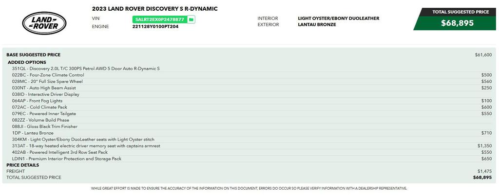 used 2023 Land Rover Discovery car, priced at $36,999