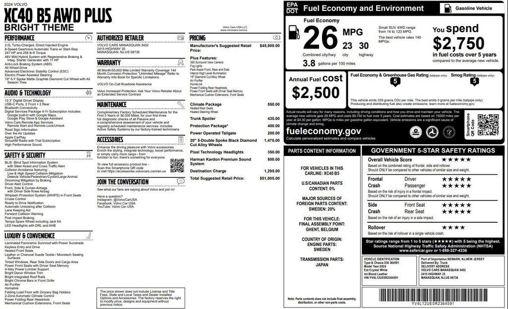used 2024 Volvo XC40 car, priced at $33,999