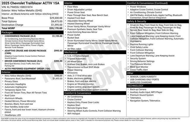 used 2025 Chevrolet TrailBlazer car, priced at $29,973