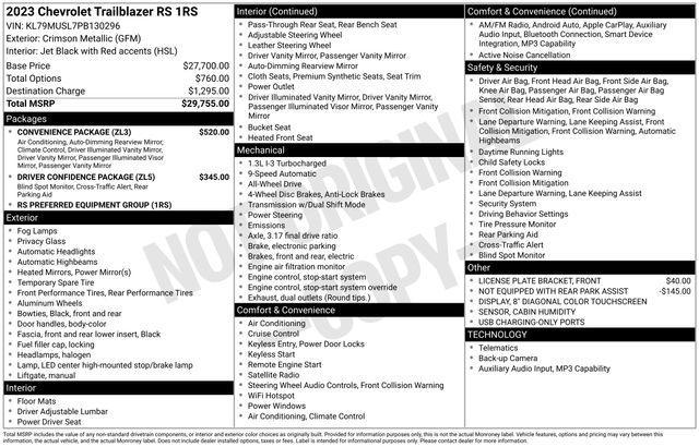 used 2023 Chevrolet TrailBlazer car, priced at $22,541