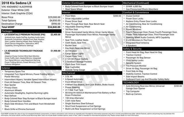 used 2018 Kia Sedona car, priced at $13,000