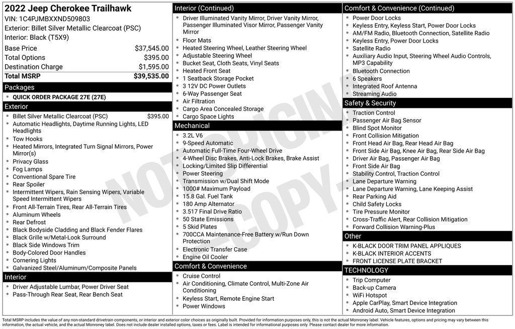 used 2022 Jeep Cherokee car, priced at $26,995