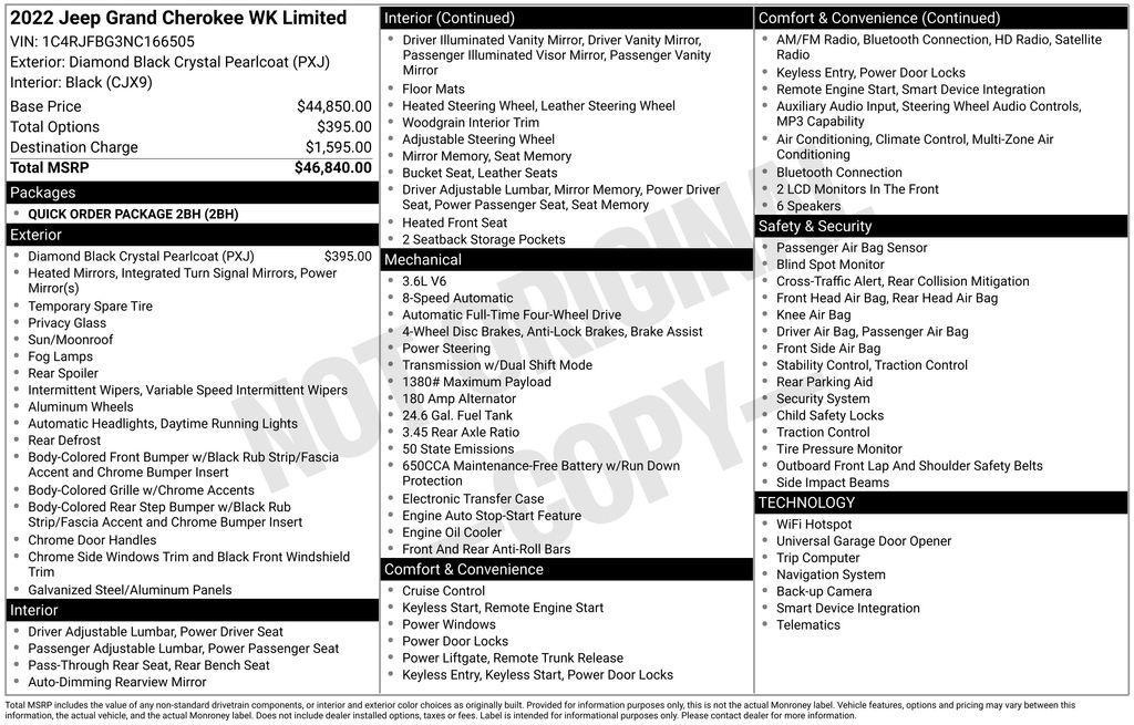 used 2022 Jeep Grand Cherokee WK car, priced at $26,995