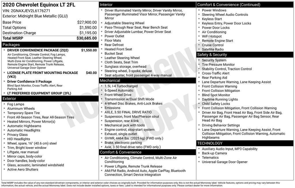 used 2020 Chevrolet Equinox car, priced at $17,999