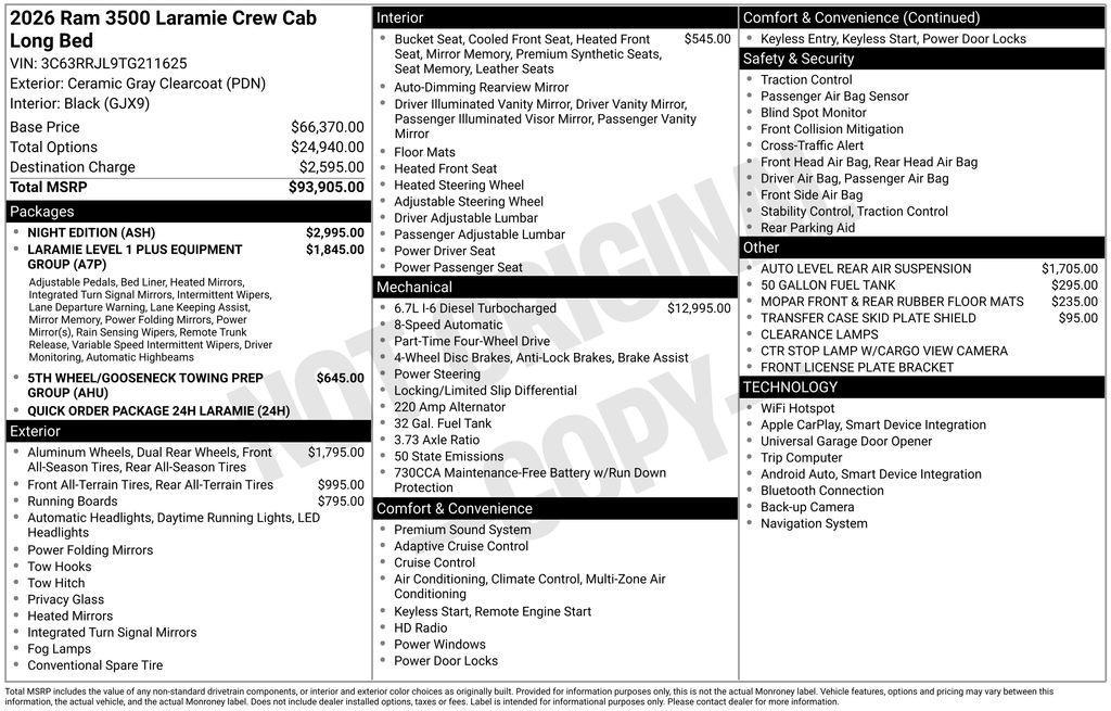 new 2026 Ram 3500 car, priced at $86,885