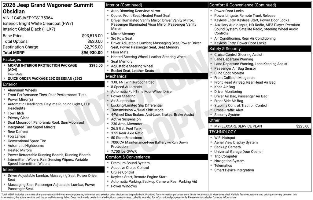 new 2026 Jeep Grand Wagoneer car, priced at $92,150