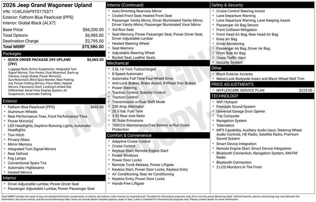 new 2026 Jeep Grand Wagoneer car, priced at $71,714