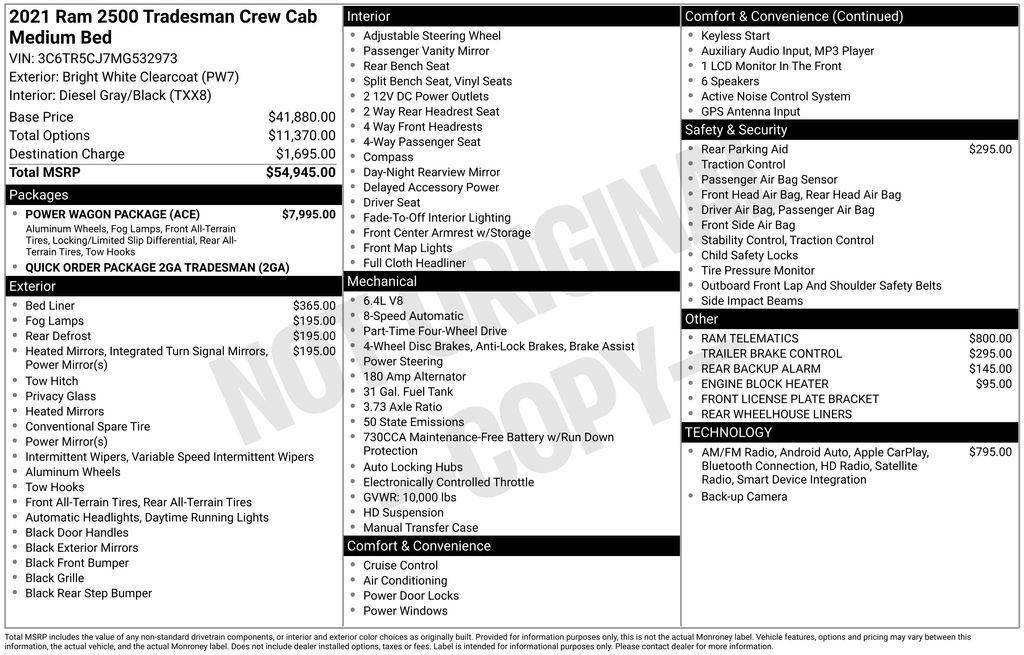 used 2021 Ram 2500 car, priced at $27,000
