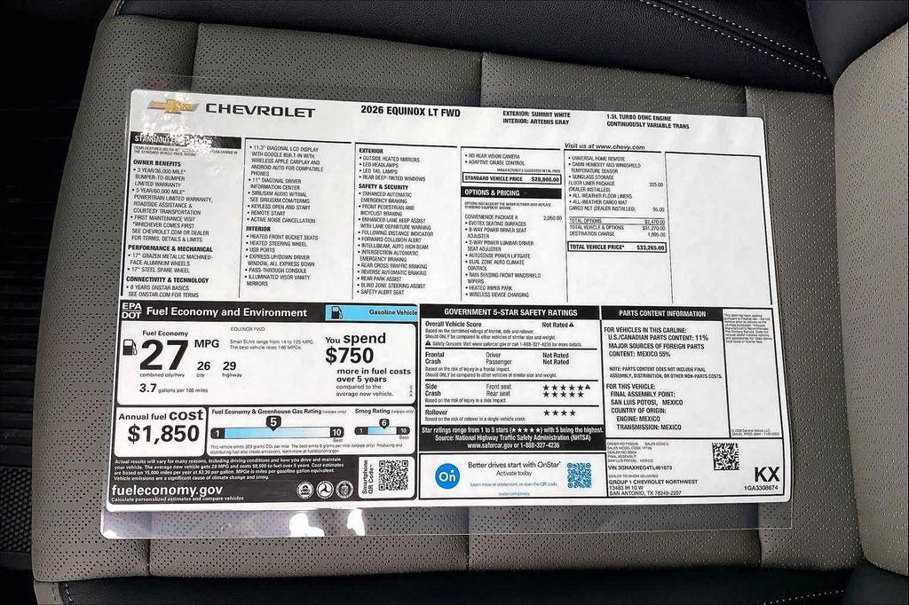 new 2026 Chevrolet Equinox car, priced at $33,219