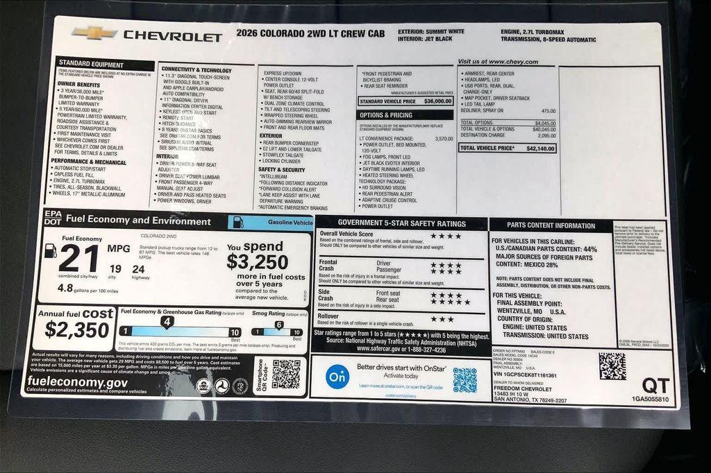 new 2026 Chevrolet Colorado car, priced at $35,219