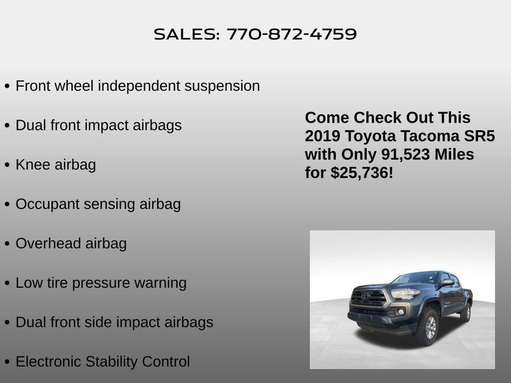 used 2019 Toyota Tacoma car, priced at $25,736