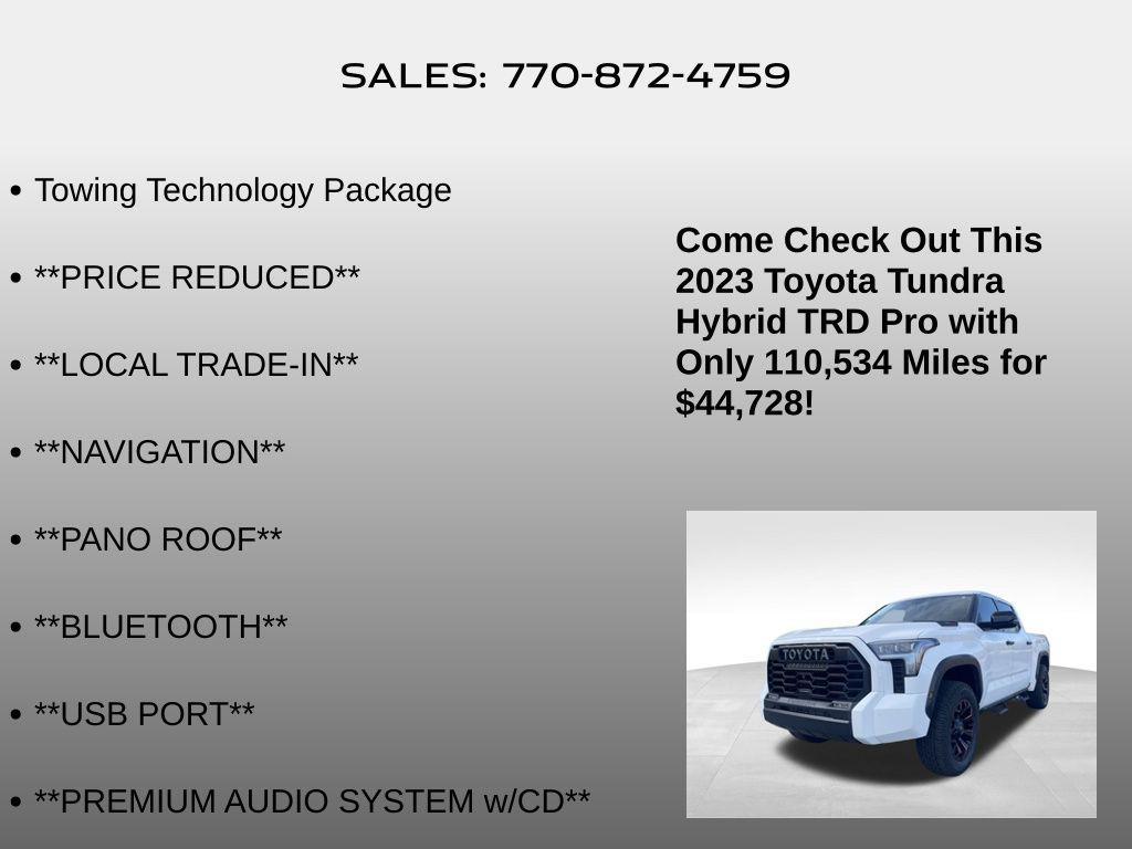 used 2023 Toyota Tundra Hybrid car, priced at $44,728