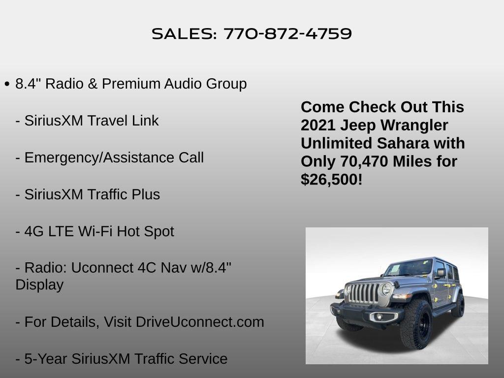 used 2021 Jeep Wrangler Unlimited car, priced at $26,500