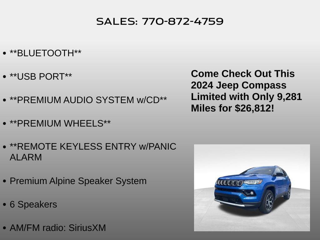 used 2024 Jeep Compass car, priced at $26,812